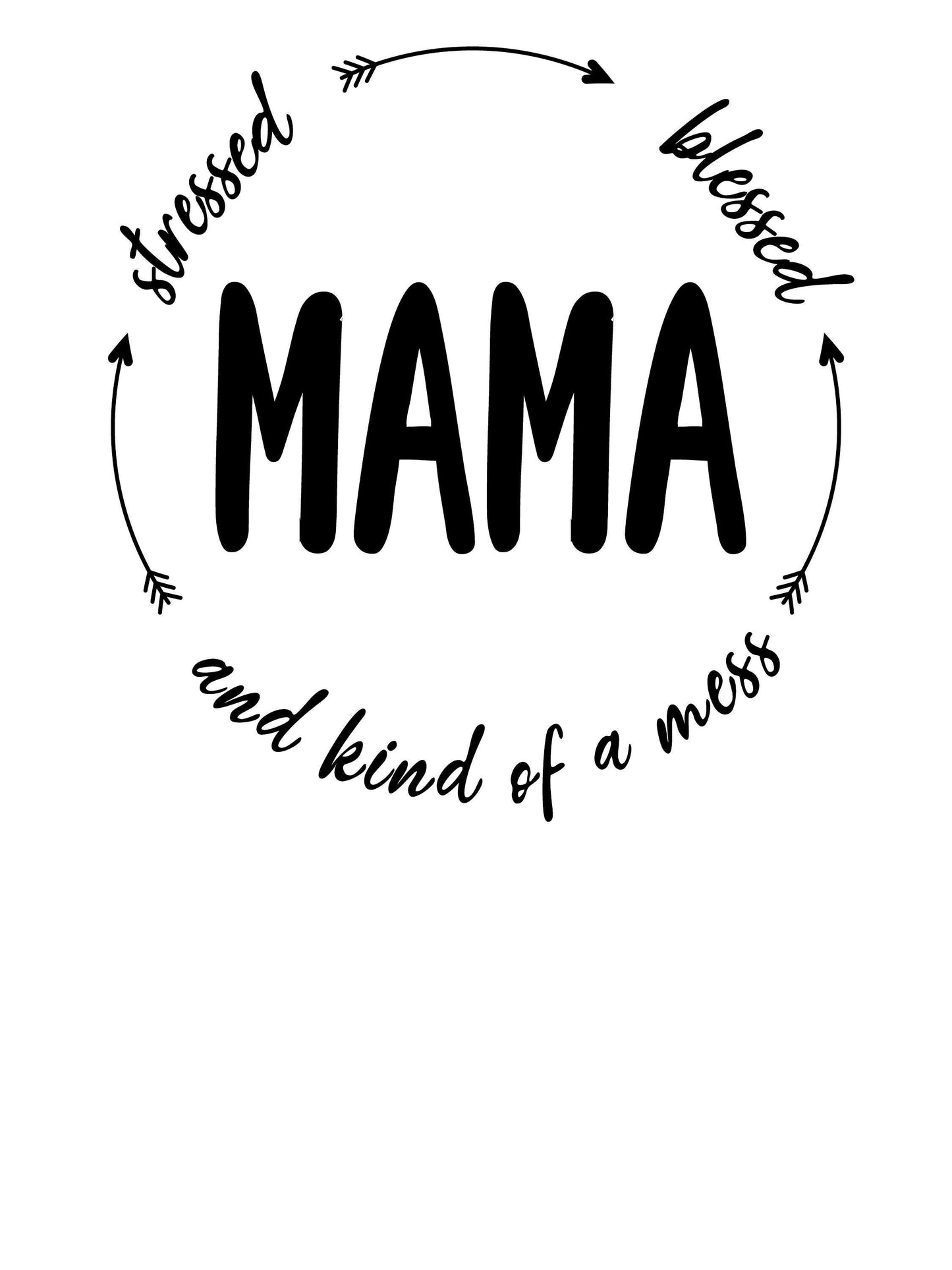 Mama SVG PNG | Stressed Blessed Kind of a Mess for Mommy | Mom Life | Mom to be | Mothers Day Gift T Shirt Design